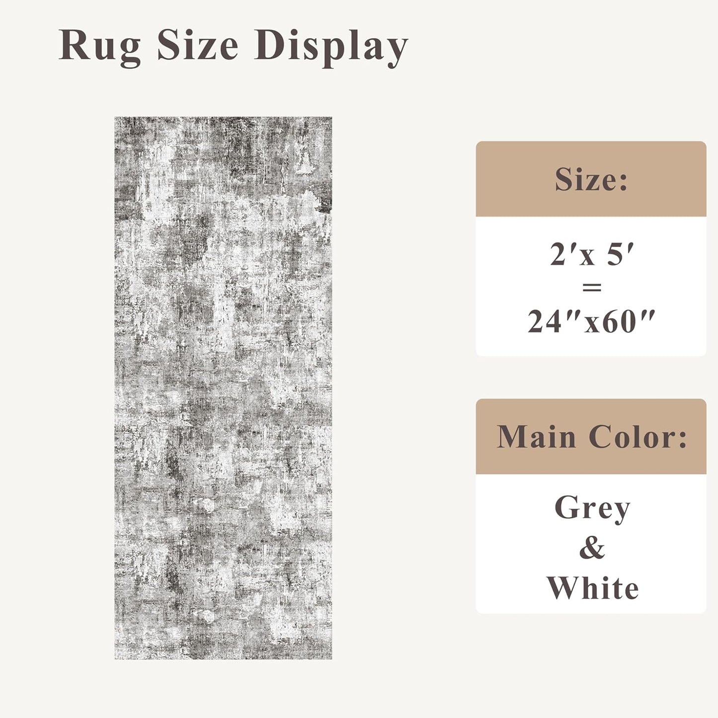 2x3 Washable Non-Slip Area Rug - Soft Low Pile Throw Rug for Kitchen Entryway Bedroom - Modern Indoor Door Mat with Rubber Backing (Beige Grey) - Colors B