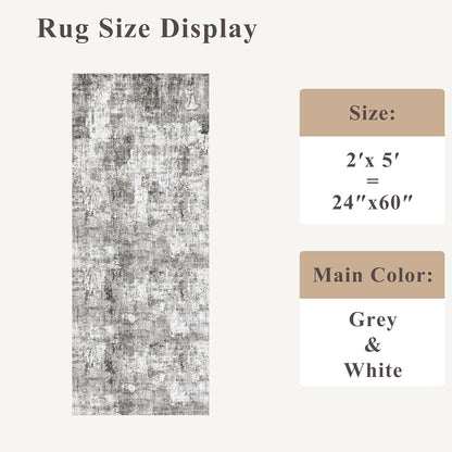 2x3 Washable Non-Slip Area Rug - Soft Low Pile Throw Rug for Kitchen Entryway Bedroom - Modern Indoor Door Mat with Rubber Backing (Beige Grey) - Colors B