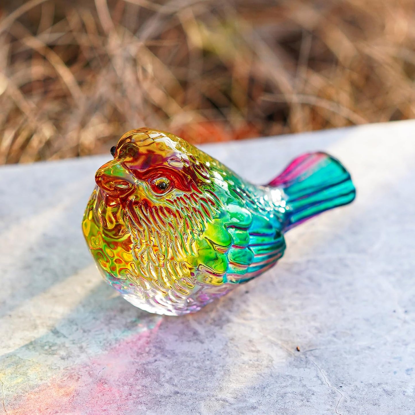 H&D HYALINE & DORA Blue Glass Bird Figurines Bird Gifts for Bird Lovers Women Crystal Glass Animal Figurine Collectible for Home Shelf Decor
