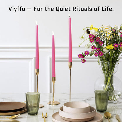 Viyffo Taper Candles, 10 Inch, 4 Pack, Olive Glow – Unscented, Dripless & Smokeless Design, Up to 8 Hour Burn – Long Tall Taper Candlesticks for Wedding, Dinner & Home Decor
