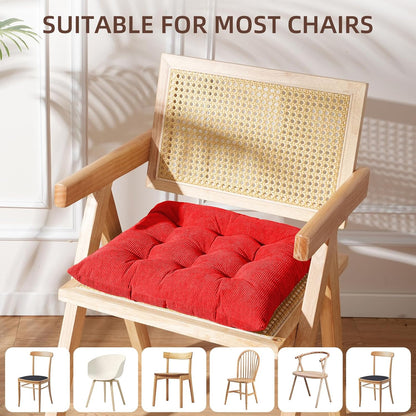 HLOVME Corduroy Chair Cushion with Ties Ultra Soft Warm Floor Cushion for Kids Reading Nook Comfortable Square Seat Cushion for Adult 15.7”x15.7”, White