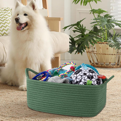 OIAHOMY Woven Basket, Gift Basket Empty with Gift Bags and Ribbons, Rope Baskets for Baby Showers, Storage Baskets with Handles for Nursery, Pet Toy Organizer - White