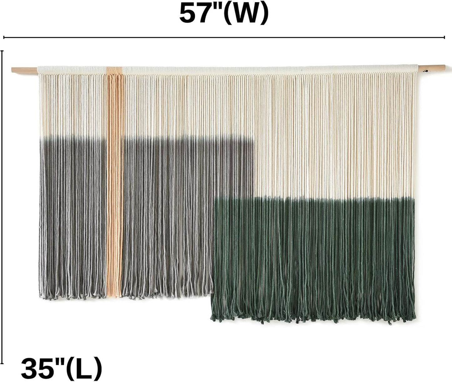 Flber Macrame Wall Hanging Macrame Wall Decor Large-Scale Tie-Dye Tapestry Living Home Room Wall Decor 57" Wx 35" L