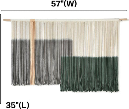 Flber Macrame Wall Hanging Macrame Wall Decor Large-Scale Tie-Dye Tapestry Living Home Room Wall Decor 57" Wx 35" L
