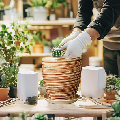 Ceramic Pots for Plants - 6 Inch Plant Pot with Drainage Hole and Saucer, Round Planters for Indoor Outdoor, Flower Pots, Modern Planter, Home Office Room Decor, Gifts for Plant Lovers, White