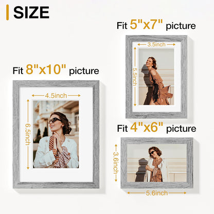 Vittanly 20 Pack Picture Frames Collage Wall Decor, Multi Sizes Including 4pcs 8x10, 8pcs 5x7 and 8pcs 4x6 Photo Frames, Gallery Frame Set for Wall or Tabletop Display, Black, Brown and Dark Grey