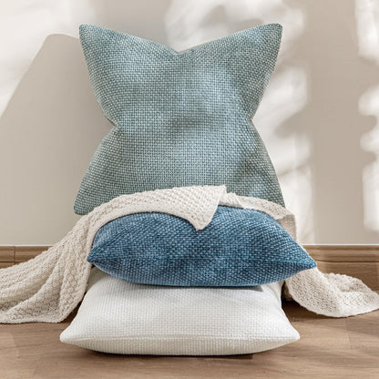 MIULEE Pack of 2 Couch Throw Pillow Covers 18x18 Inch Neutral Beige Modern Boho Accent Decorative Pillow Covers Soft Chenille Farmhouse Cushion Covers for Home Decor Bed Sofa Living Room