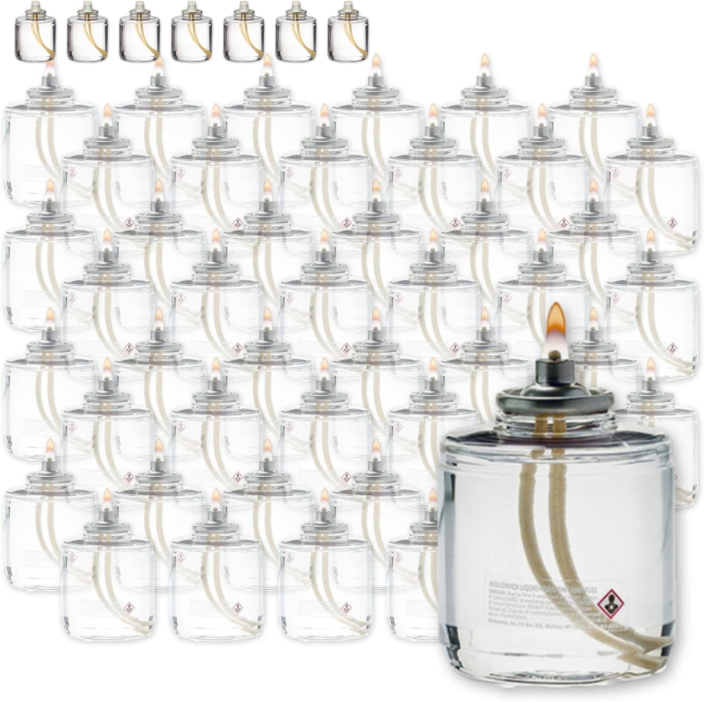 Hollowick Disposable Liquid Candles, 8 Hour, for Use in Glass Votive Tealight Lamp Holders, Restaurant Wedding Table Top Lights, Child Resistant Closures, 90 Pieces, Clear Fuel Oil HD8-90