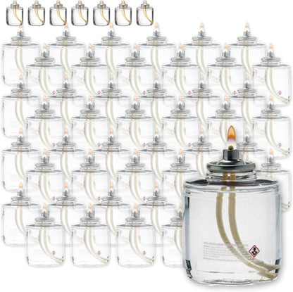 Hollowick Disposable Liquid Candles, 8 Hour, for Use in Glass Votive Tealight Lamp Holders, Restaurant Wedding Table Top Lights, Child Resistant Closures, 90 Pieces, Clear Fuel Oil HD8-90