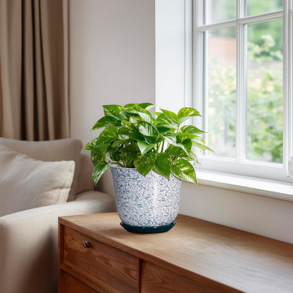 Ceramic Plant Pots - 12 Inch Pots for Plants Indoor Outdoor, Large Round Planter with Drainage Hole and Saucer, Modern Decorative Flower Pot, Home Garden Decor, House Warming Gifts, Blue