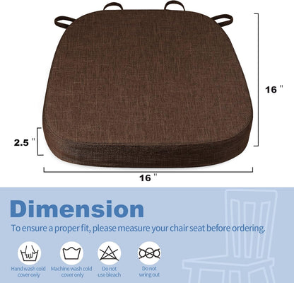 BUYUE Thickened 2.5" Friendly Woven Fabric Dining Chair Cushion, U-Shape High Density Foam Comfortable Chair Pad for Kitchen, Slip Resistant Indoor Seat Cushion (1 Piece, Dark Gray)