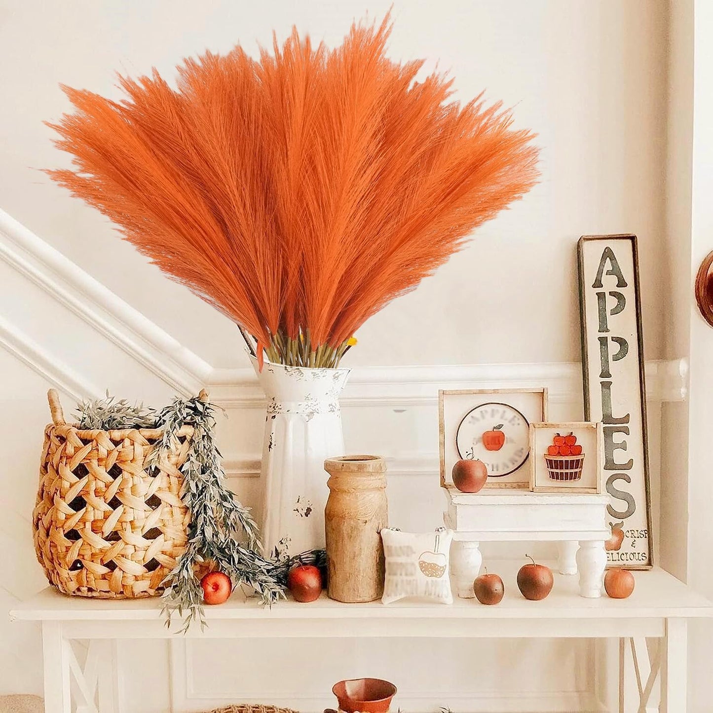 obbsie 50pcs Pink Faux Pampas Grass Decor, 21.6" Short Artificial Floral Branches Vase Filler Flower Arrangement for Home Wedding Boho Outdoor Decor