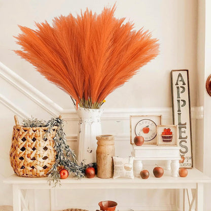 obbsie 50pcs Pink Faux Pampas Grass Decor, 21.6" Short Artificial Floral Branches Vase Filler Flower Arrangement for Home Wedding Boho Outdoor Decor