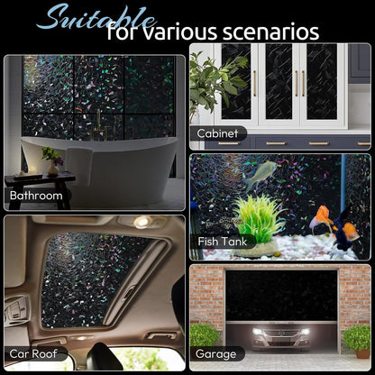 rabbitgoo Window Privacy Film Rainbow Film Decorative Window Sticker, 3D Static Stained Glass Cling Tint for Home Heat Control Non-Adhesive, 17.5 x 78.7 inches