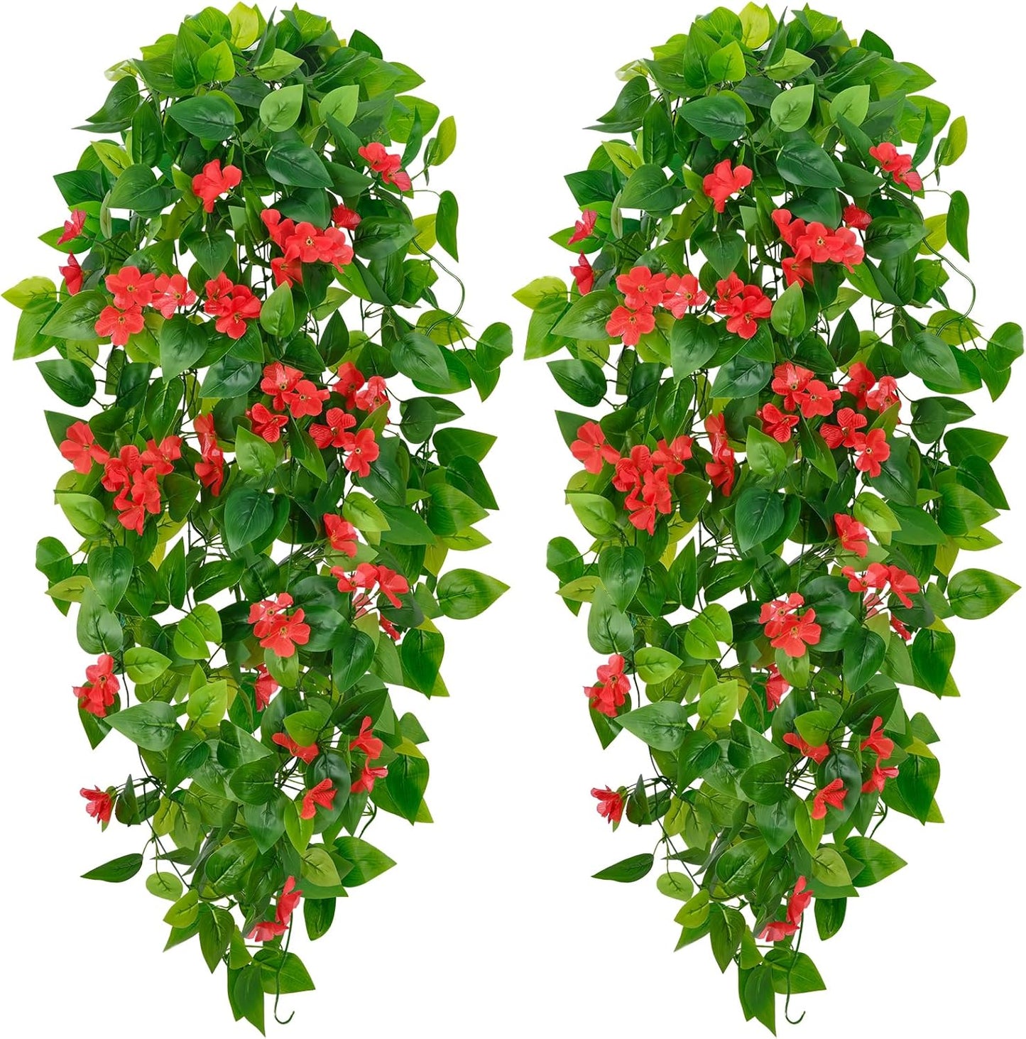 BLEUM CADE Fake Hanging Plants, 2pcs Artificial Pothos Vines Greenery for Wall Home Living Room Office Indoor Outdoor Decor (No Baskets)