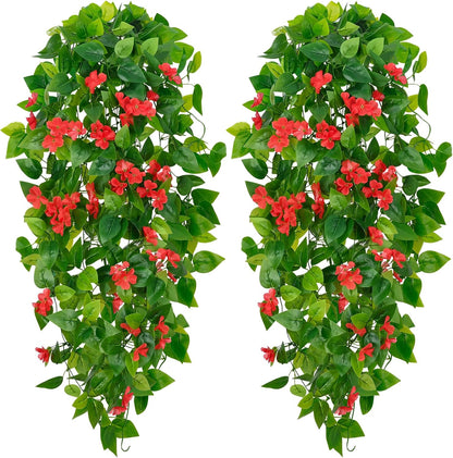 BLEUM CADE Fake Hanging Plants, 2pcs Artificial Pothos Vines Greenery for Wall Home Living Room Office Indoor Outdoor Decor (No Baskets)
