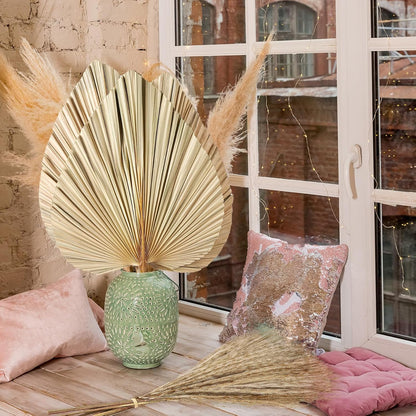 105 Pcs Boho Dried Pampas Grass Decor Bulk, Large Dried Palm Spears Bunny Tails Pampas Reed Grass Dried Palm Leaves Dried Flower Bouquet Boho Centerpieces for Wedding Home Tables Decor