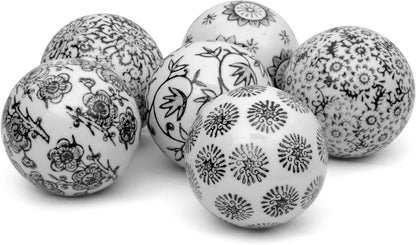 Red Lantern 3" Blue & White Decorative Porcelain Ball Set