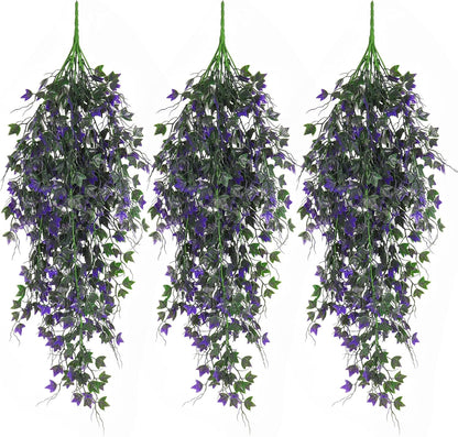 RECUTMS Artificial Hanging Plants Fake Hanging Plant Faux Eucalyptus Leaf Greenery Vine Outdoor UV Resistant Plastic Plants Home Garden Wedding Party Indoor Outdoor Decorations(White)
