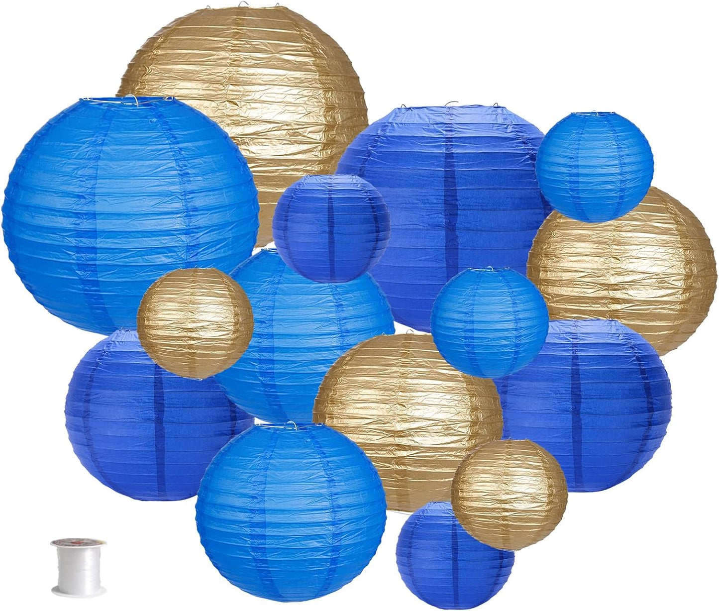 Paper Lanterns Decorative, Round Hanging Paper Lanterns Decorations for Rustic Party Bridal Shower Wedding Sage Green Birthday Party Supplies Gold/Ivory/Sage Green 15pcs