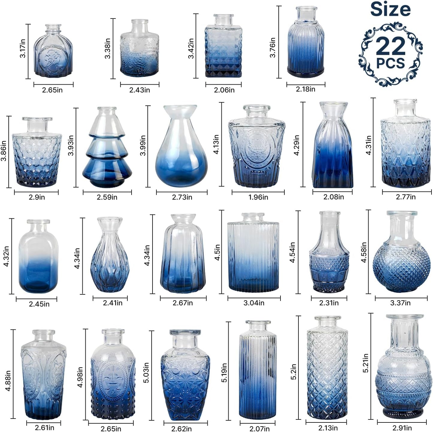 Clear Glass Bud Vase Set of 12 Pcs,Small Bud Vases in Bulk,Glass Crystal Flower Vases Table Centerpieces for Party Event Wedding Decor Baby Shower Decorations (Clear, 12 Pcs)