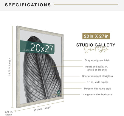 MCS Studio Gallery 16x24 Poster Frame Black Woodgrain Engineered Wood, Vertical & Horizontal Wall Hanging Large Picture Frame for Photos, Posters & Art Prints (1-Pack)