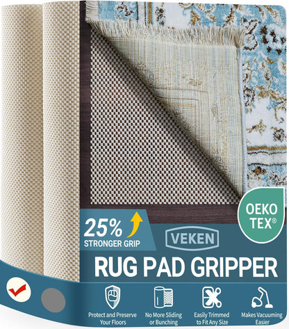 Veken Non Slip Rug Pad Gripper 8 x 10 Feet Extra Thick Pads for Any Hard Surface Floors, Keep Your Rugs Safe and in Place, Under Carpet Anti Skid Mat - Colors B