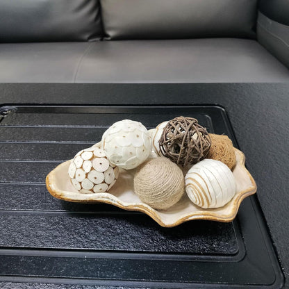 6pcs Decorative Balls for Bowl Centerpiece, 2.4 Inch Orbs Spheres Decor Balls Rattan Wicker Balls for Bowl Fillers, DIY Home Vase Table Decor