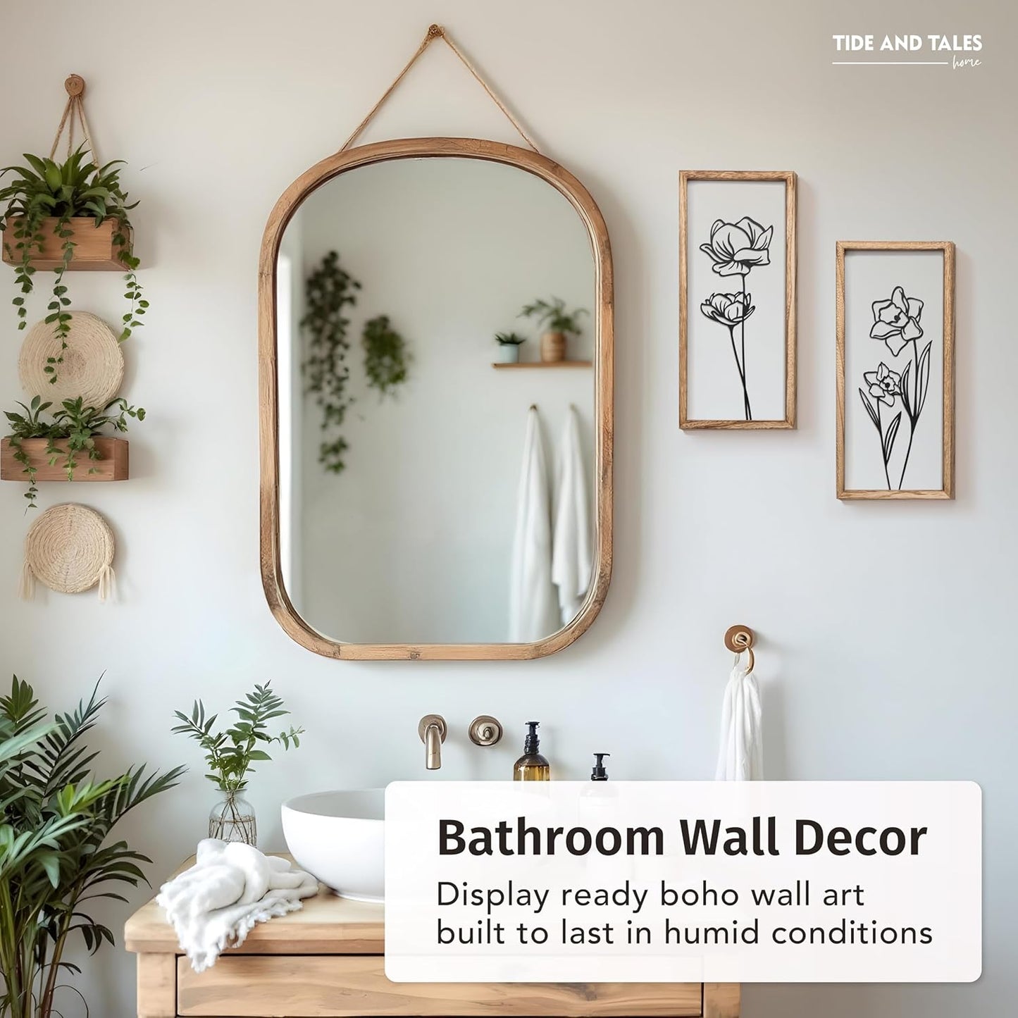 3D Floral Green Wall Art (Set of 2) Lightweight, Wooden Ready-to-Hang Boho Framed Wall Art for Bathroom, Bedroom, Living Room or Office – Premium Sage Green Farmhouse Decor – Gift-Boxed