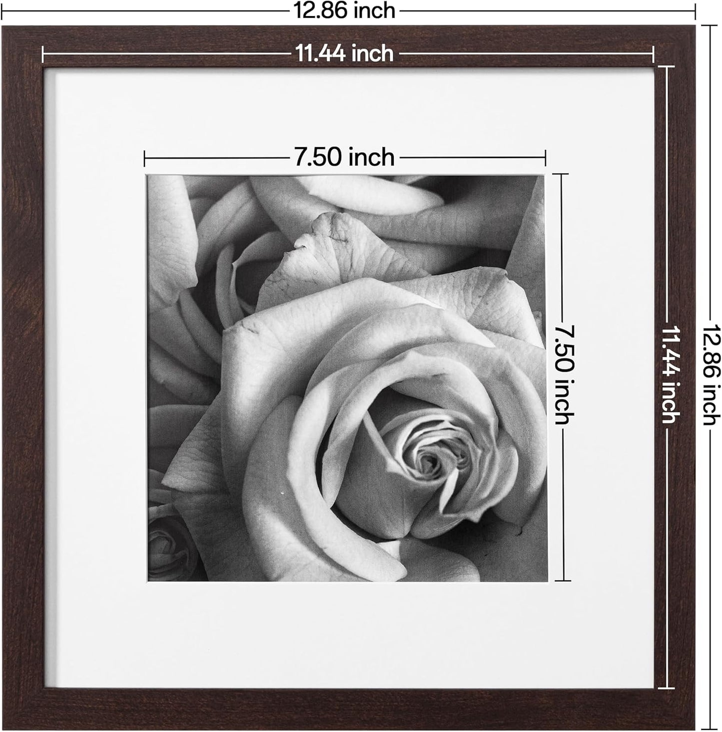 eletecpro 12x12 Picture Frames Set of 9 with Clear Acrylic Cover, Display 8x8 Photos with Mat or 12x12 Without, Classic and Sturdy Square Collage Gallery Wall Decor, Easy Wall Mount, Black