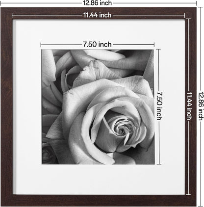 eletecpro 12x12 Picture Frames Set of 9 with Clear Acrylic Cover, Display 8x8 Photos with Mat or 12x12 Without, Classic and Sturdy Square Collage Gallery Wall Decor, Easy Wall Mount, Black