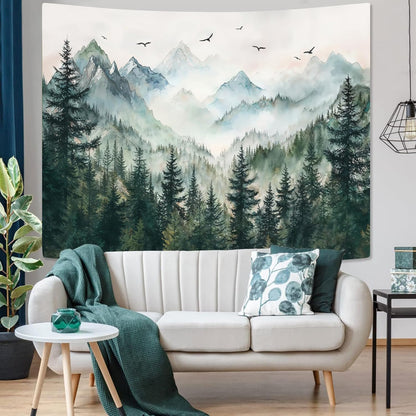 Zussun Black and White Tapestry Starry Night Mountain Tapestries for Bedroom Aesthetic Moon and Stars Tapastry's Wall Hanging Dark Nature Forest Wall Tapestry for Living Room Dorm (48'' × 36'')