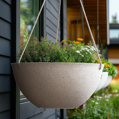 LA JOLIE MUSE Large Hanging Planters - 13 Inch Flower Pots Outdoor Indoor, Hanging Garden Planters Set of 2, New Iron Color