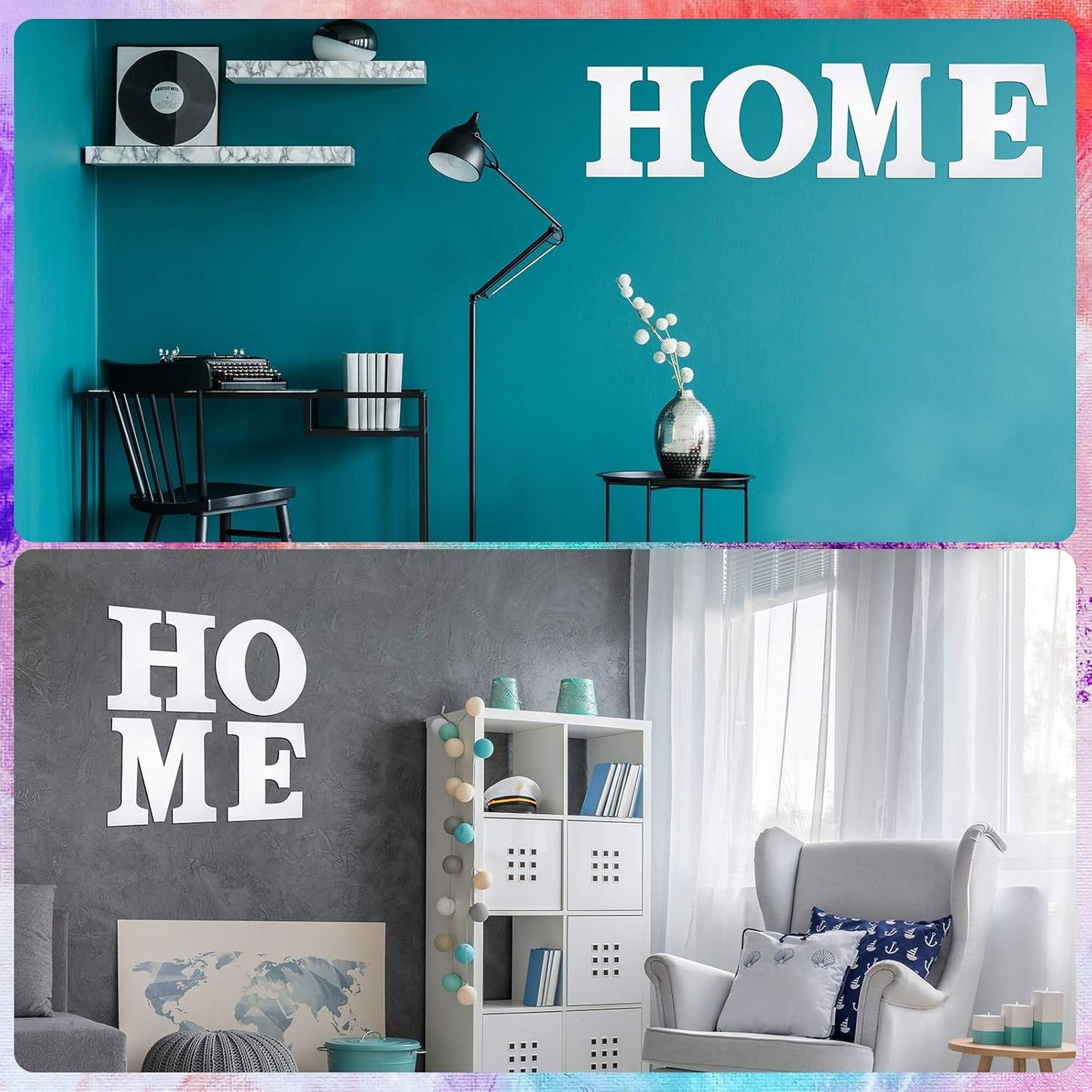 4 Pack Wooden Home Sign Wall Hanging Decor Farmhouse Letters for Wall Art Wreath Rustic Home Decor for Living Room Kitchen Housewarming Gifts(Black)