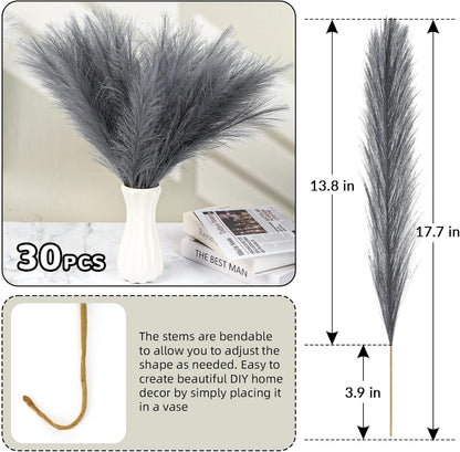 30pcs Pampas Grass Decor,21" Artificial Pompous Grass Bulk,Small Vase Filler Pompas Grass for Home Wedding Living Room Wall Party Decoration (Beige,Light Brown, 21 Inch 30 Pcs)