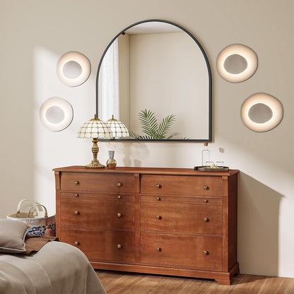 VooBang Arched Wall Mirror, 24 x 36 inch Arch Bathroom Mirror, Wall Mounted Vanity Mirror with Arch Metal Frame, Modern Bathroom Vanity Mirror for Bedroom, Living Room, Hanging or Leaning, Black