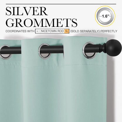 NICETOWN Halloween Pitch Black Solid Thermal Insulated Grommet Blackout Curtains/Drapes for Bedroom Window (2 Panels, 42 inches Wide by 63 inches Long, Black) - Colors A