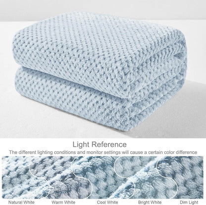 Exclusivo Mezcla Fleece Throw Blanket Extra Large, Super Soft and Warm Blankets for Couch, Sofa and Bed Waffle Textured, Cozy, Fuzzy and Lightweight (Slate Blue, 50x70 Inches)