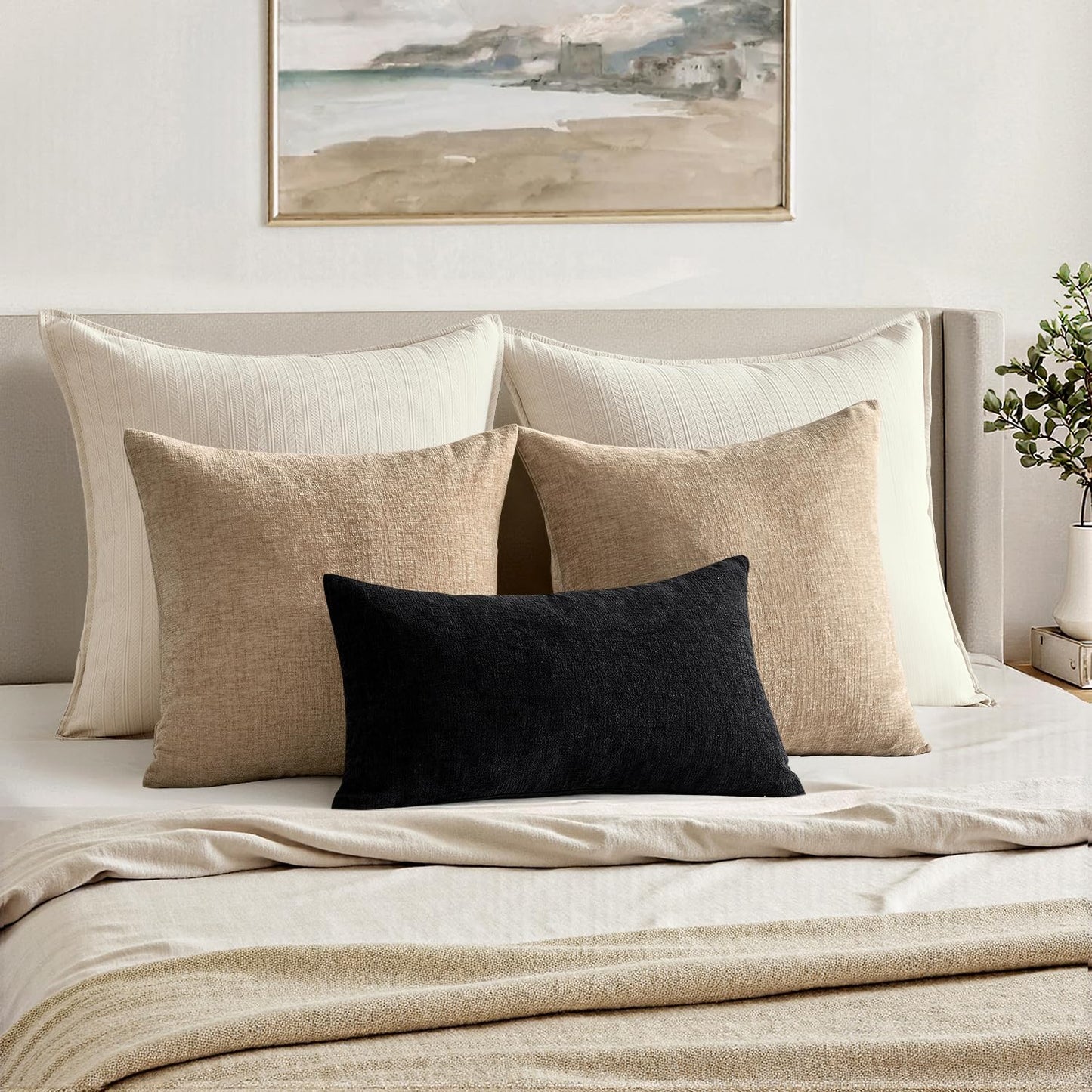 MIULEE Olive Green Couch Pillow Covers 18x18 Inch, Set of 2 Soft Chenille Decorative Square Throw Pillow Covers Farmhouse for Sofa Living Room Bed