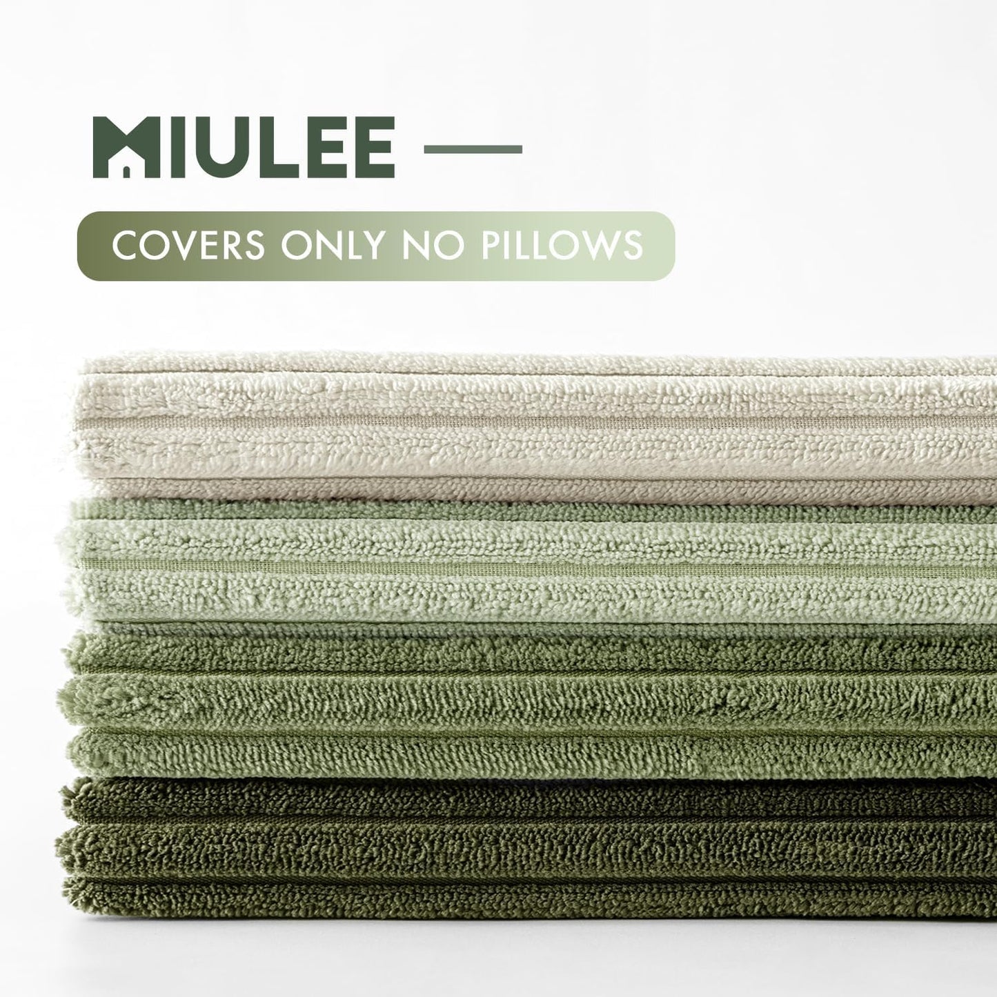 MIULEE Boho Farmhouse Sage Green Throw Pillow Covers 18x18 Inch Set of 4 Mordern Nordic Cushion Covers Soft Corduroy Spring Home Decor for Couch Bed Sofa Living Room Forest Green