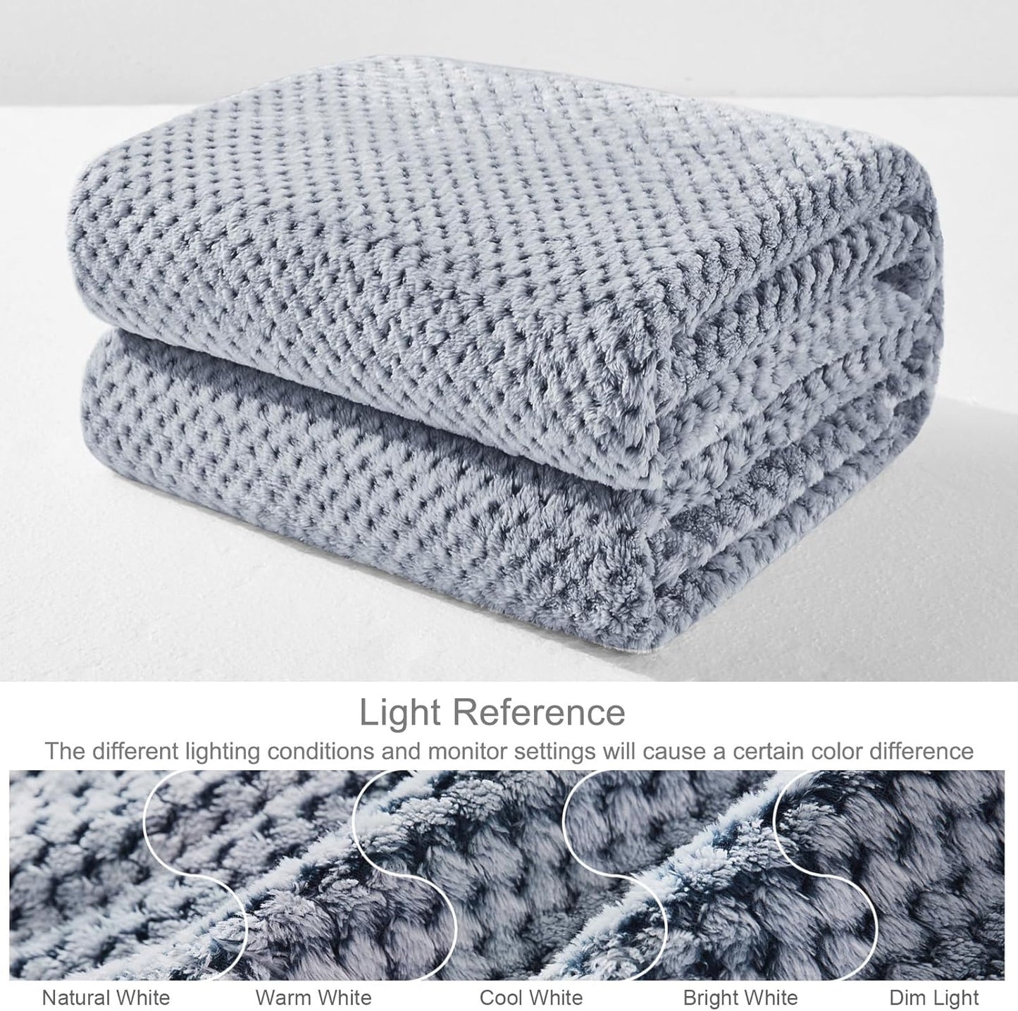 Exclusivo Mezcla Fleece Throw Blanket Extra Large, Super Soft and Warm Blankets for Couch, Sofa and Bed Waffle Textured, Cozy, Fuzzy and Lightweight (Slate Blue, 50x70 Inches)