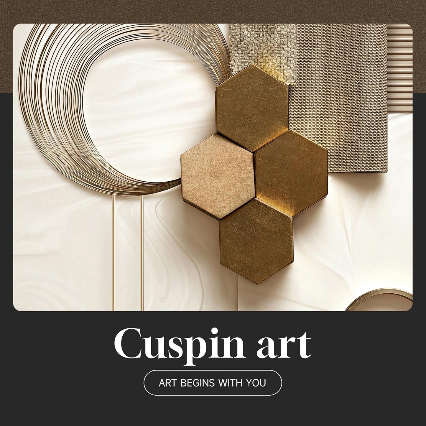 Framed Modern Luxury Gold Wall Art, Set of 3 Piece Contemporary Paintings Artwork for Walls, Golden Prints Pictures with Gold Frame, Wall Decor for Living Room, Hallway, Bedroom, Office 16x24 Inch