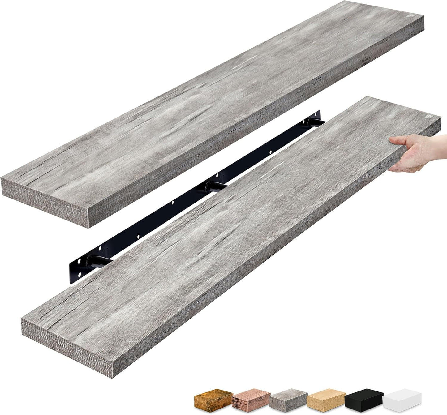 Sorbus Floating Shelves for Wall - 48 Inch Long Bathroom Shelves, Wall Decor for Bedroom, Kitchen, Living Room & Book Storage - Mounted Floating Shelf with Invisible Brackets (Maple Wood, 2 Pack)