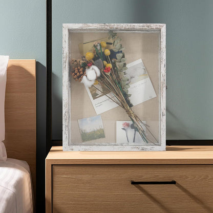 GraduatePro Shadow Box Frame 11x14 Display Case with Linen Back, Real Glass Window Door with Hinge, Picture Frame Wedding Bouquet Memorabilia Medals Photos Memory Box for Keepsakes, Carbonized Black
