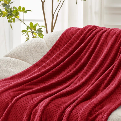 Exclusivo Mezcla Fleece Throw Blanket Extra Large, Super Soft and Warm Blankets for Couch, Sofa and Bed Waffle Textured, Cozy, Fuzzy and Lightweight (Slate Blue, 50x70 Inches)