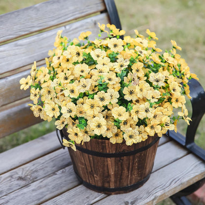 HyeFlora Artificial Flowers for Outdoor Indoor Garden Home Decoration, Faux Flower Daisy with Eucalyptus Leaves Fake Plants Greenery Boxwood Porch Patio, 12 Bundles (Mix Pink Red Purple Yellow)