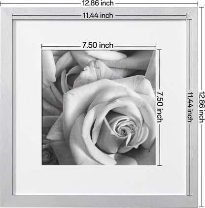 eletecpro 12x12 Picture Frames Set of 9 with Clear Acrylic Cover, Display 8x8 Photos with Mat or 12x12 Without, Classic and Sturdy Square Collage Gallery Wall Decor, Easy Wall Mount, Black