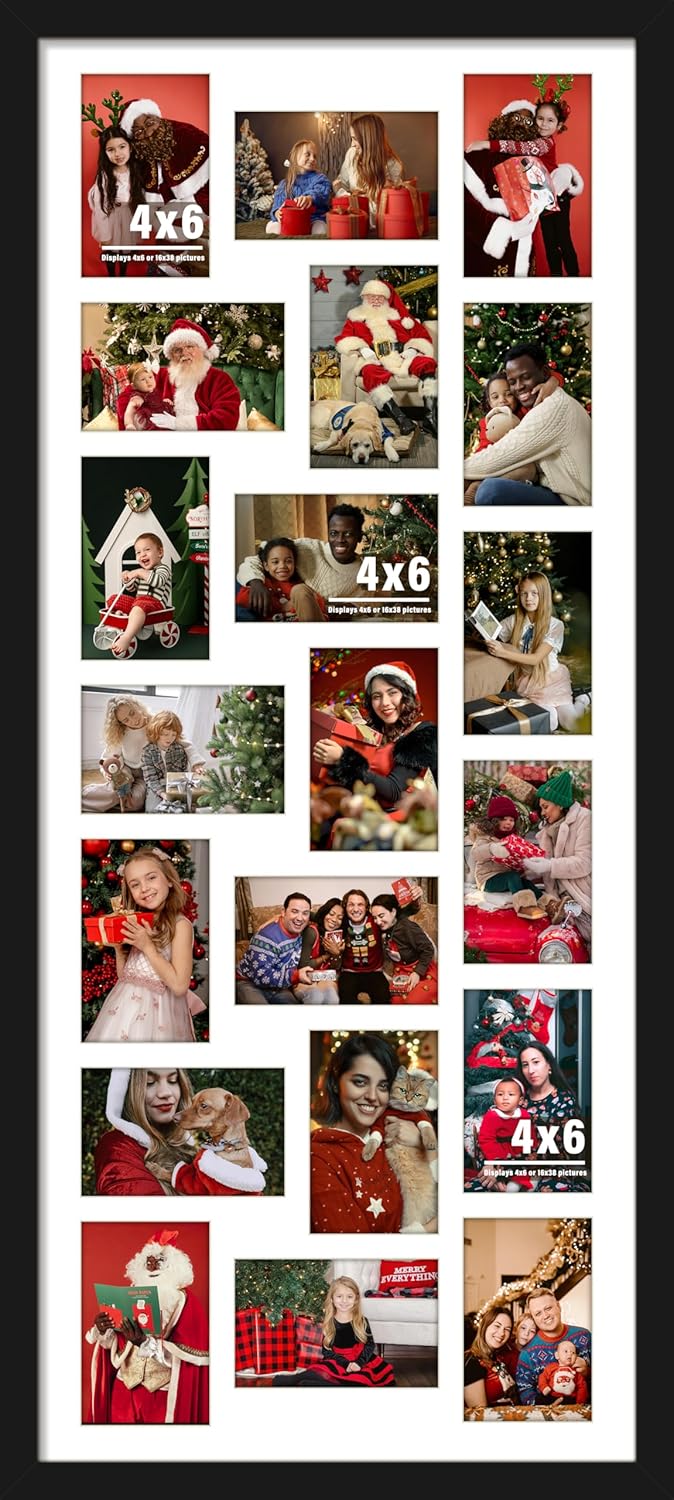 DUENPY 14x26 Collage Picture Frame 4x6 Collage Picture Frame Displays Twelve 4x6 inch Photos Available Horizontal Wall Mounting Display and Vertical Black - Colors A