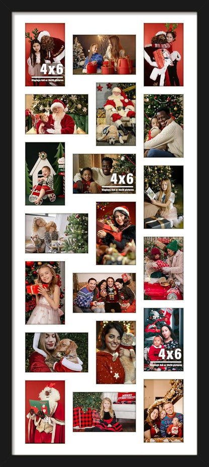 DUENPY 14x26 Collage Picture Frame 4x6 Collage Picture Frame Displays Twelve 4x6 inch Photos Available Horizontal Wall Mounting Display and Vertical Black - Colors A
