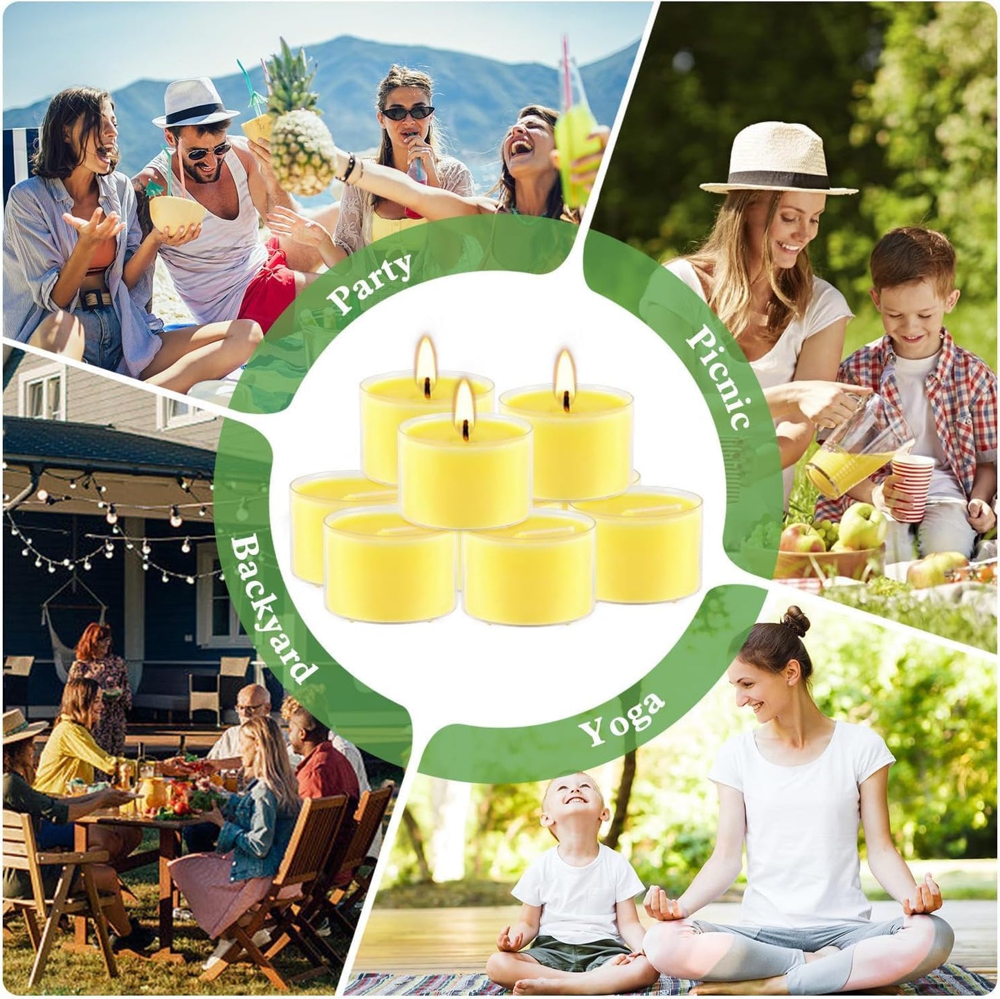 100 Pack Scented Tealight Candles - 4 Hours Burning Lemon Aromatherapy | Valentine's Day Romantic Dinner & New Year Home Decor, Yellow Votive Candles for Wedding, Holiday Gift & Emergency (Yellow)